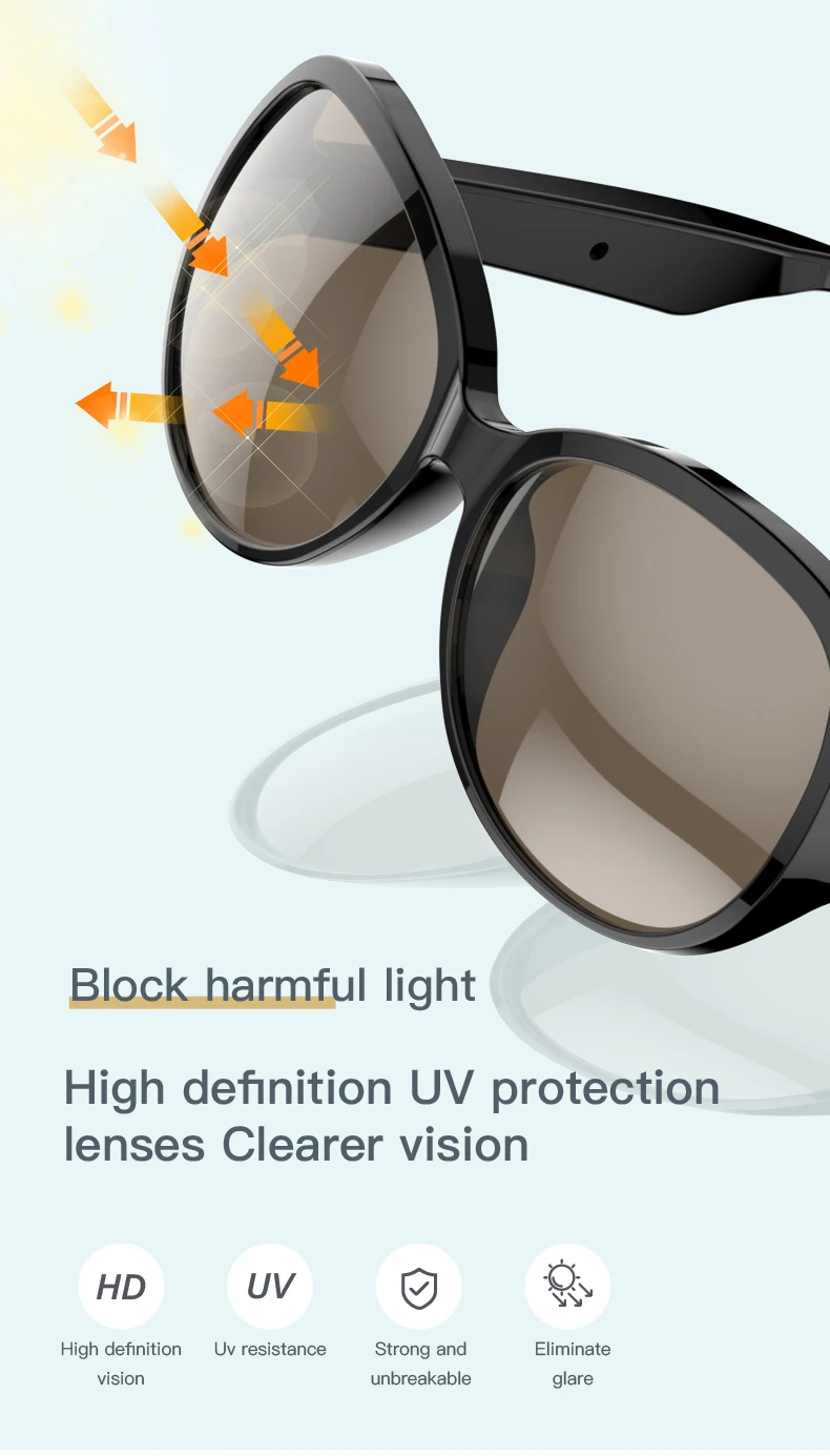 Waterproof Wireless Audio Bluetooth Smart Sunglasses - Image 8