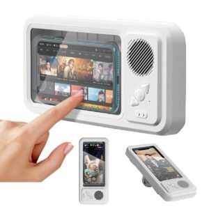 Waterproof Bluetooth Phone Holder with Anti-Fog Touch Screen & Built-In Speaker